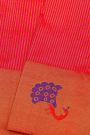 Gadwal Silk Reddish Pink Saree With Peacocks And Parrot Zari Border