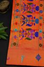 Gadwal Silk Sky Blue Saree With Peacock And Parrot Border