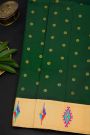 Gadwal Silk Bottle Green Saree With Floral And Muniya Paithani Pallu