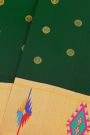 Gadwal Silk Bottle Green Saree With Floral And Muniya Paithani Pallu