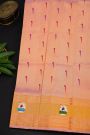 Gadwal Silk Peach Saree With Floral And Swan Border