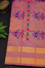Gadwal Silk Purple Saree With Floral And Peacock Zari Body