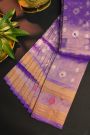 Gadwal Silk Lavender Saree With Floral And Peacock Zari Body