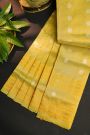 Gadwal Silk Gold Yellow Saree With Floral And Diamond Border