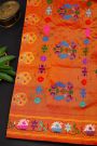 Gadwal Silk Blue Saree With Swan And Parrot Border