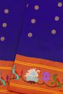 Gadwal Silk Blue Saree With Swan And Parrot Border