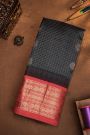 Kuppadam Sico Dark Grey Saree With Florals And Peacock Buttis Body