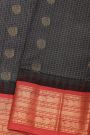 Kuppadam Sico Dark Grey Saree With Florals And Peacock Buttis Body