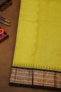 Kuppadam Sico Lime Yellow Saree With Florals And Peacock Buttis In Checks Body