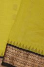 Kuppadam Sico Lime Yellow Saree With Florals And Peacock Buttis In Checks Body