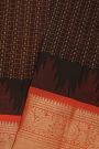Kuppadam Sico Dark Brown Saree With Peacocks And Elephants Buttis Border
