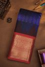 Kuppadam Sico Royal Blue Saree With Peacocks And Elephants Buttis Border