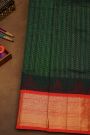 Kuppadam Sico Bottle Green Saree With Peacocks And Elephants Buttis Border