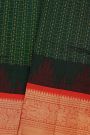 Kuppadam Sico Bottle Green Saree With Peacocks And Elephants Buttis Border