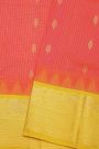 Kuppadam Sico Peach Pink Saree With Peacocks And Elephants Buttis Border
