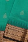Kuppadam Sico Sea Green Saree With Florals And Leaves Border