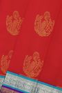 Kancheepuram Silk Red Saree With Florals And Swans Body And Double Colour Border