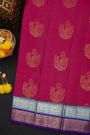 Kancheepuram Silk Rani Pink Saree With Florals And Animals Border