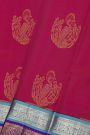 Kancheepuram Silk Rani Pink Saree With Florals And Animals Border