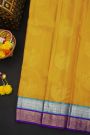 Kancheepuram Silk Mustard Saree With Florals And Cranes Body