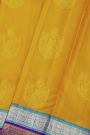 Kancheepuram Silk Mustard Saree With Florals And Cranes Body