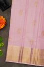 Kancheepuram Silk Baby Pink Saree With Florals And Leaves Body