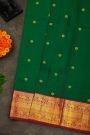 Kancheepuram Silk Bottle Green Saree With Traditional Kuttu Border