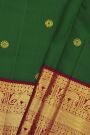 Kancheepuram Silk Bottle Green Saree With Traditional Kuttu Border