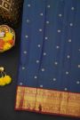 Kancheepuram Silk Navy Blue Saree With Elephant Buttis Kuttu Border
