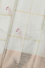 Kancheepuram Silk Off White Saree With Parrots In Checks Body