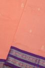 Kuppadam Sico Peach Saree With Paisley And Florals Gap Border