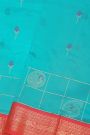 Kuppadam Sico Sky Blue Saree With Florals And Buttis In Checks Body