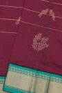 Kuppadam Sico Wine Saree With Floral And Parrot Butti Body