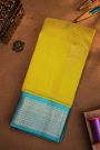Kuppadam Sico Yellow Saree With Peacock Butti Checks Body