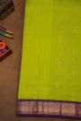 Kuppadam Sico Lime Green Saree With Floral And Elephant Border