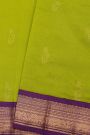 Kuppadam Sico Lime Green Saree With Floral And Elephant Border