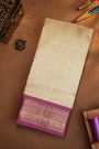 Kuppadam Sico Beige Saree Showcasing Floral And Elephant Border