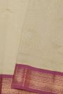 Kuppadam Sico Beige Saree Showcasing Floral And Elephant Border