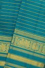 Kancheepuram Silk Peacock Blue Saree With Florals And Peacocks Border