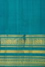 Kancheepuram Silk Peacock Blue Saree With Florals And Peacocks Border