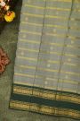 Kancheepuram Silk Dual Colour Saree With Florals And Peacocks Traditional Gap Border