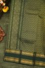 Kancheepuram Silk Dual Colour Saree With Florals And Peacocks Traditional Gap Border