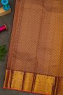 Kancheepuram Silk Dark Maroon Saree With Zari Checks Floral And Leaf Jaal Border