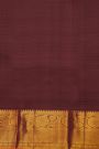 Kancheepuram Silk Dark Maroon Saree With Zari Checks Floral And Leaf Jaal Border