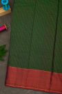 Kancheepuram Silk Bottle Green Saree With Zari Checks Body