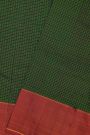 Kancheepuram Silk Bottle Green Saree With Zari Checks Body