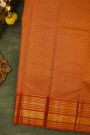 Kancheepuram Silk Maroon Saree With Zari Checks Florals And Peacock Buttis Body