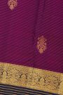 Kancheepuram Silk Purple Saree With Zari Lines Florals And Peacocks Buttis Body