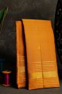 Kancheepuram Silk Mustard Saree With Vaira Oosi Floral And Gandaberunda Butti Body