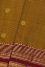 Kancheepuram Silk Mustard Yellow Saree With Zari Lines And Peacocks Buttis Body